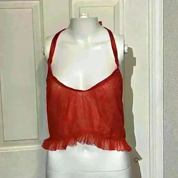 Savage X Fenty Womens Red Lace Up Corset Bustier Lingerie Rihanna Halter Top - Picture 1 of 10